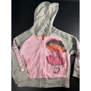 Nick Jr Dora the Explorer Pink Zip Sweatshirt Top Youth Kids Sz 3T Girls 2008